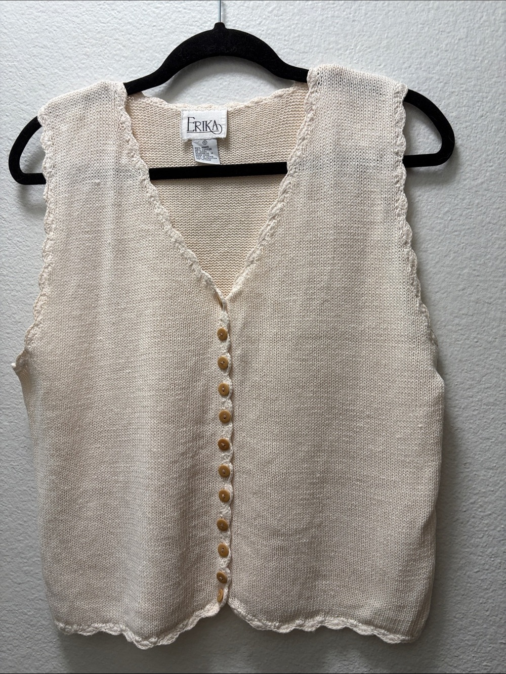 Erika Cream Knit Button-Front Vest Top